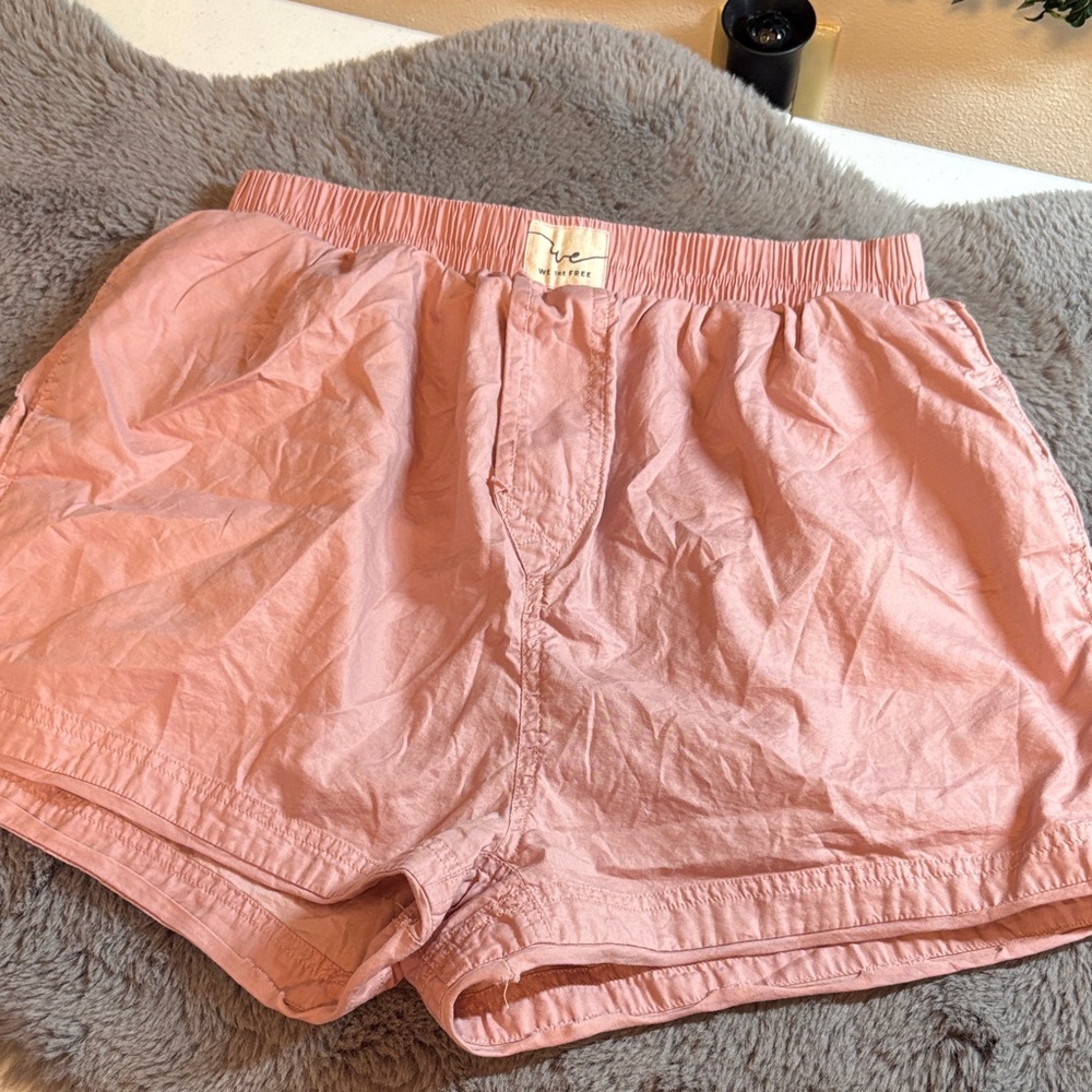 We The Free Pink Cotton Elastic-Waist Shorts size Medium